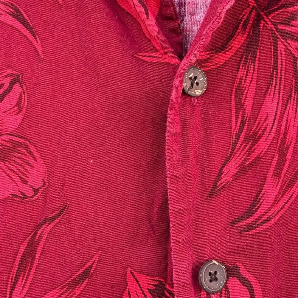 Chiliwear Florida State XL Red Floral Hawaiian Shirt Vintage Tropical Casual